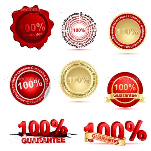 100% Guarantee Stamps and Logos